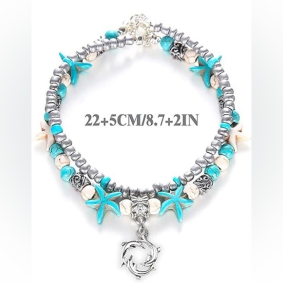Starfish dolphin charm anklet - Picture 1 of 1